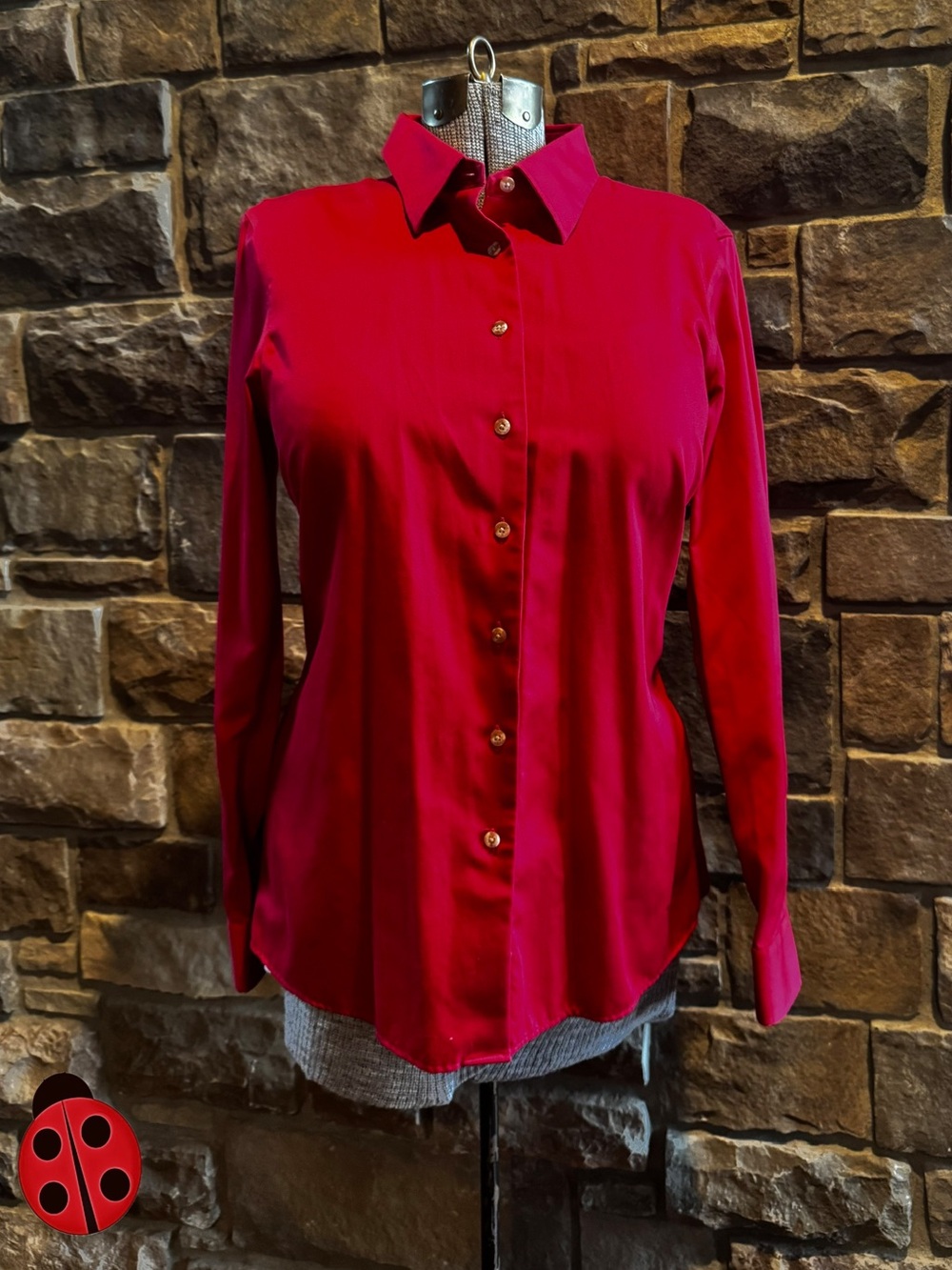 Women's Button-Up Shirt,  Red - M